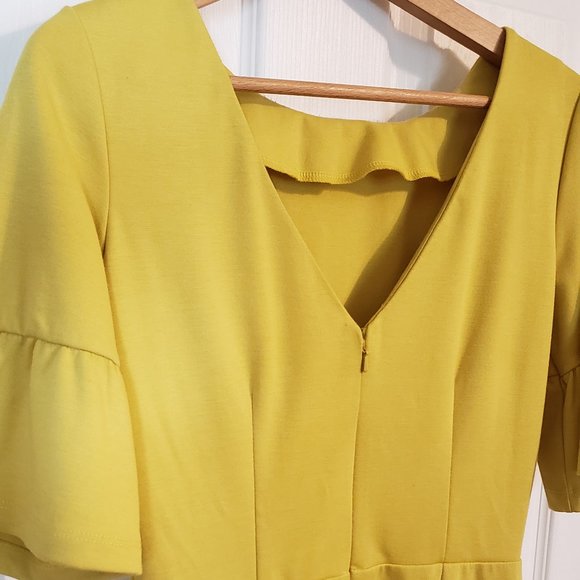 ASOS Yellow Bell Sleeve Dress: Size UK 10 - Picture 4 of 8